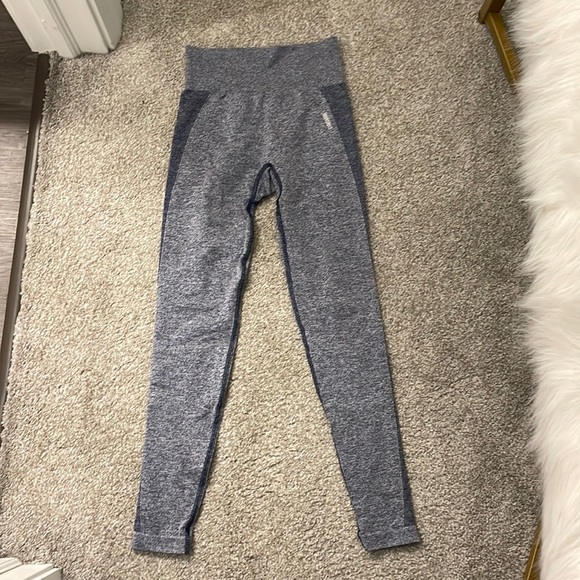 Gymshark Pants - Gymshark Flex High Waisted Leggings - Navy Marl/Light Grey
